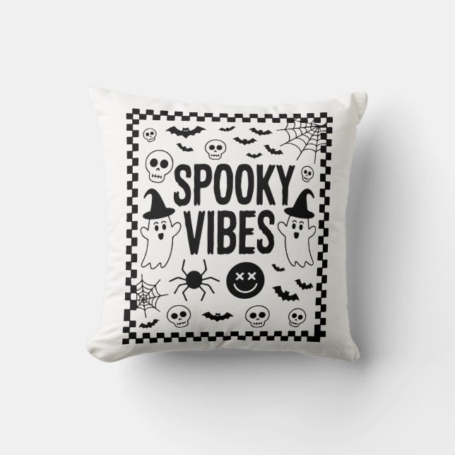 Coussin Vibrations Sombres Rétro Halloween (Recto)