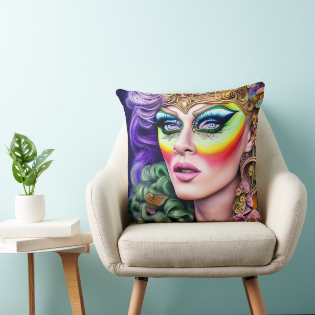 Coussin Vibrement Bold LGBTQ Portrait Drag Queen Artwork (Chaise)
