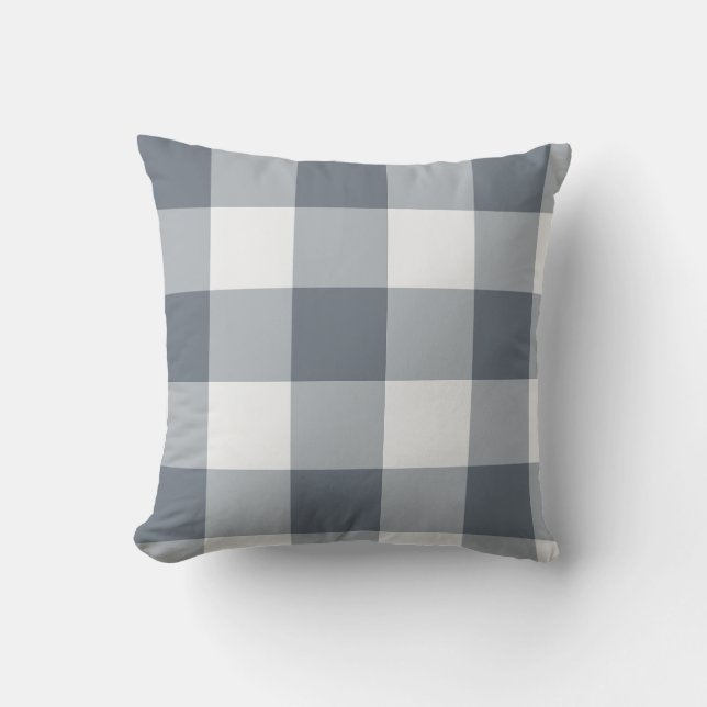 Coussin Vichy à carreaux gris larges (Recto)