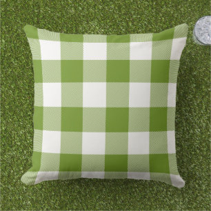 Coussin Vichy à carreaux lime foncé et blanc Buffalo Plaid