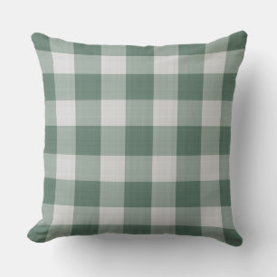 Coussin Vichy à carreaux vert noisette et blanc
