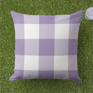 Coussin Vichy classique violet blanc grand carreaux