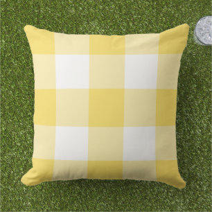 Coussin Vichy jaune blanc grand carreaux