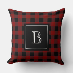 Coussin Vichy Monogramme Rouge Noir Carreaux Buffalo