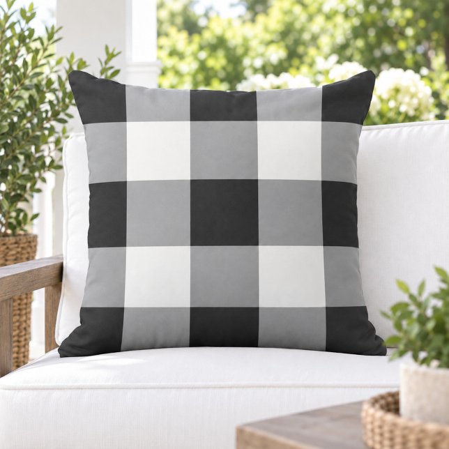 Coussin Vichy Noir Blanc Grand Damier (Créateur téléchargé)