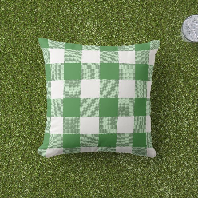 Coussin Vichy Vert et Blanc à Carreaux Buffalo Plaid (Herbe)