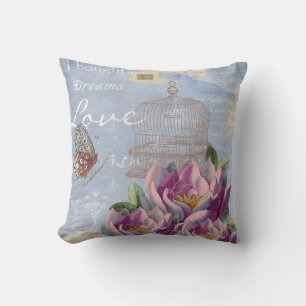Coussin Victorian Love Thoughts Dreams Butterfly Bird Cage