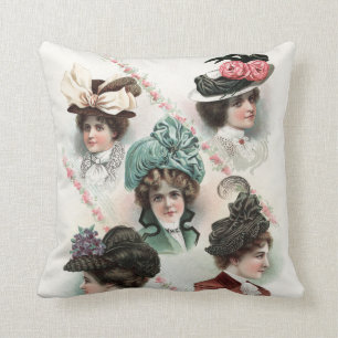 Coussin victorien de casquettes de mode vintage de