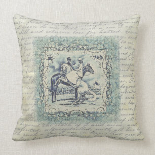 Coussin Victorien des chevaux de toile Vintage et cavalier