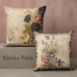 Coussin Victorien Noir et Beige Double Face