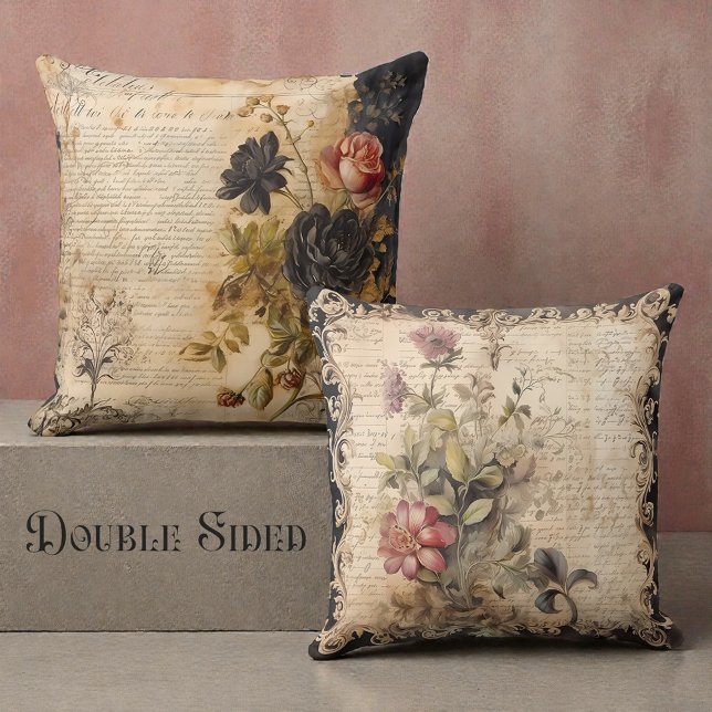 Coussin Victorien Noir et Beige Double Face (Créateur téléchargé)