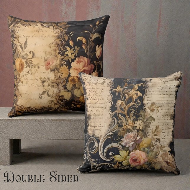 Coussin Victorien Noir et Beige Double Face (Créateur téléchargé)
