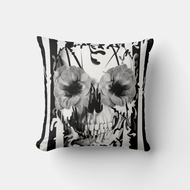 Coussin Vide, crâne avec des yeux de pavot (Recto)