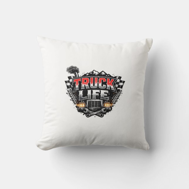 Coussin Vie de Camion Grunge en Chrome Rouge Distressed Ca (Recto)
