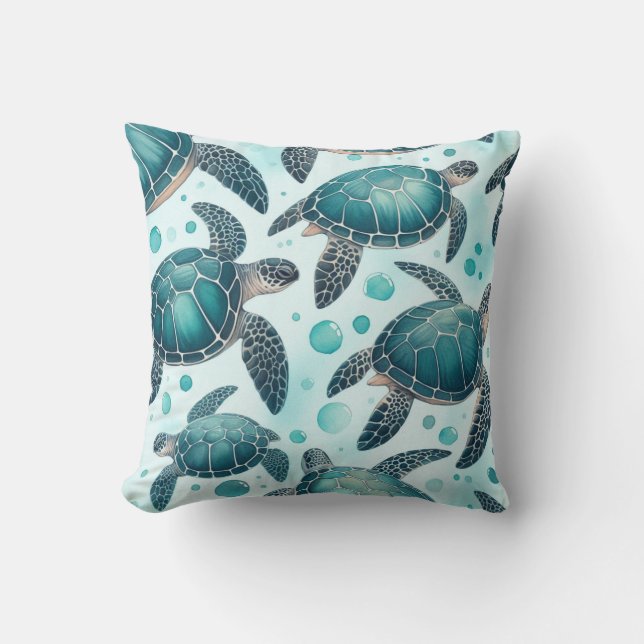 Coussin Vie de Tortue Marine (Recto)