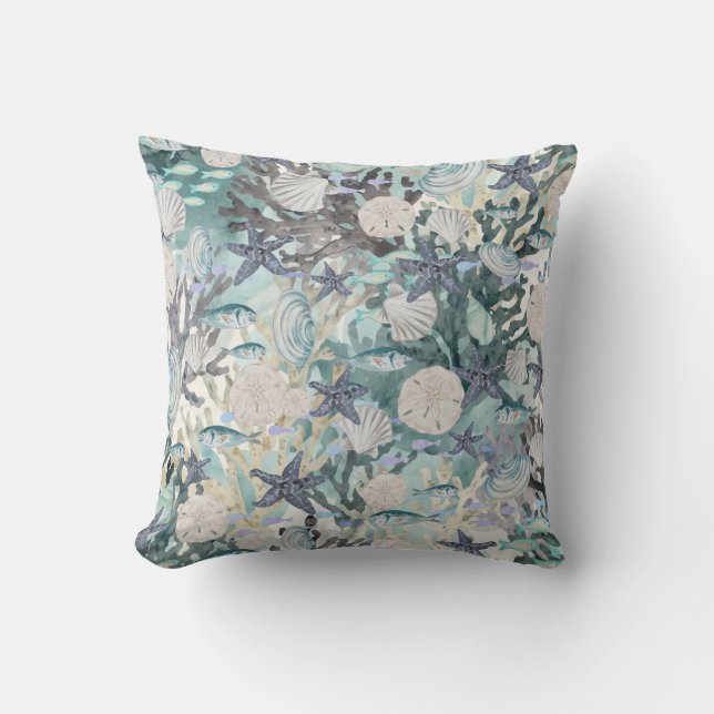 Coussin Vie marine de l'océan étoile de mer corail clair s (Recto)