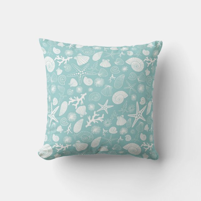 Coussin Vie marine turquoise d'étoiles de mer et de (Recto)