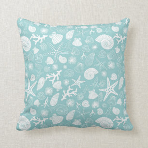 Coussin Vie marine turquoise d'étoiles de mer et de