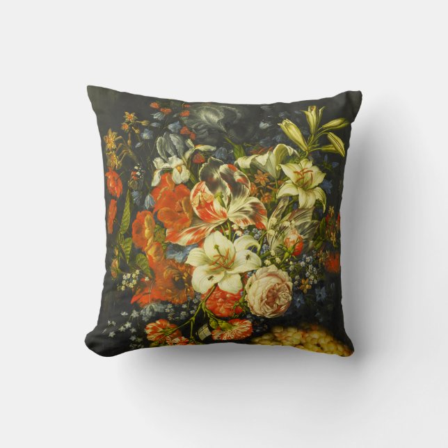 Coussin Vie morte avec fleurs et fruits (Recto)