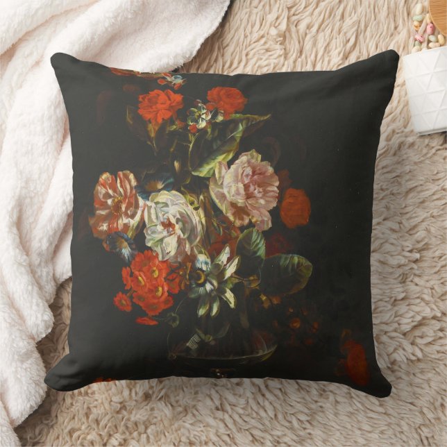 Coussin Vie morte vintage avec fleurs (Couverture)