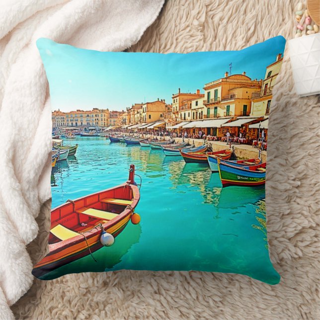Coussin Vie portuaire méditerranéenne dynamique (Couverture)