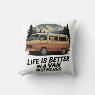 Coussin Vie Rétro en Fourgon avec Aventure en Montagne ave