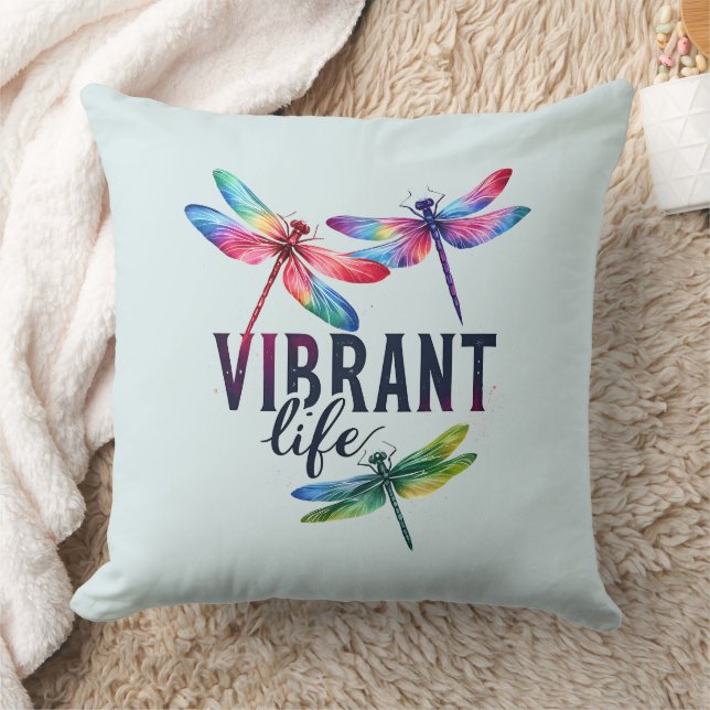 Coussin Vie vibrante - libellule artistique (Couverture)