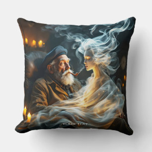 Coussin Vieil Homme de Fantaisie Mignon Fume