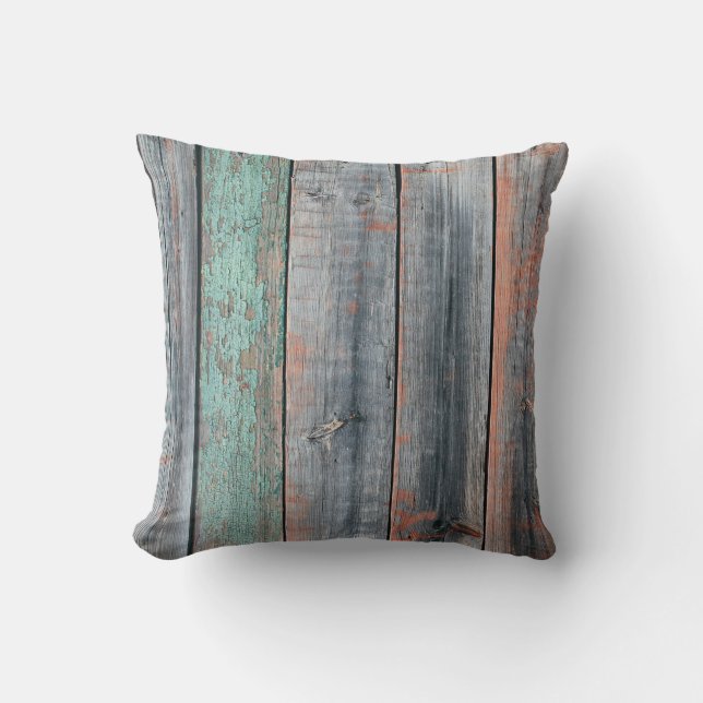 Coussin Vieille clôture en bois peinte de couleur différen (Recto)
