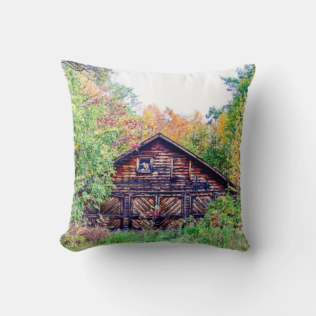 Coussin Vieille grange en automne (Recto)