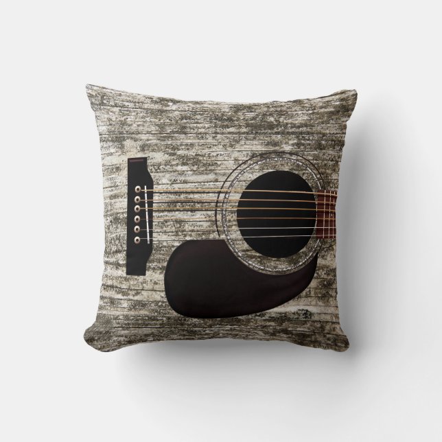 Coussin Vieille guitare acoustique supérieure en bois (Recto)