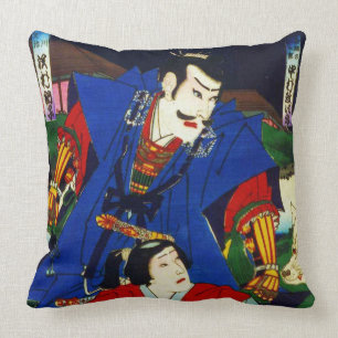 Coussin Vieille peinture japonaise d'Ukiyo-e d'un samoura