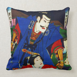 Coussin Vieille peinture japonaise d'Ukiyo-e d'un samouraï