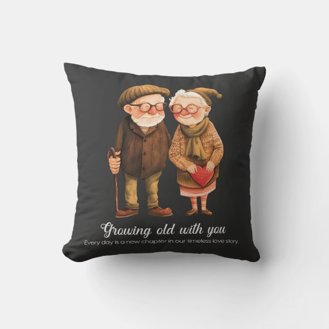 Coussin Vieillir avec vous amoureux - Valentines Day (Recto)