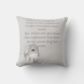 Coussin Vielle Mère Hubbard dessin animé amusant en gris