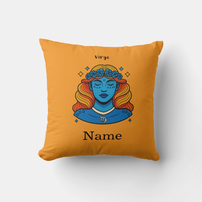 Coussin Vierge Déesse Céleste - Art du Zodiaque Esthétique (Recto)