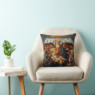 Coussin Vierge et enfant avec huit anges par Botticelli