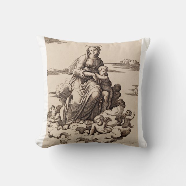Coussin Vierge et Enfant dans les Nuages (Recto)