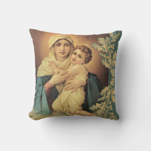 Coussin Vierge Madonna Marie avec Bébé Jésus