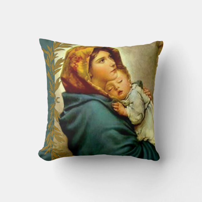 Coussin Vierge Madonna Mary avec le bébé Jésus (Recto)