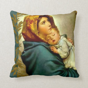 Coussin Vierge Madonna Mary avec le bébé Jésus