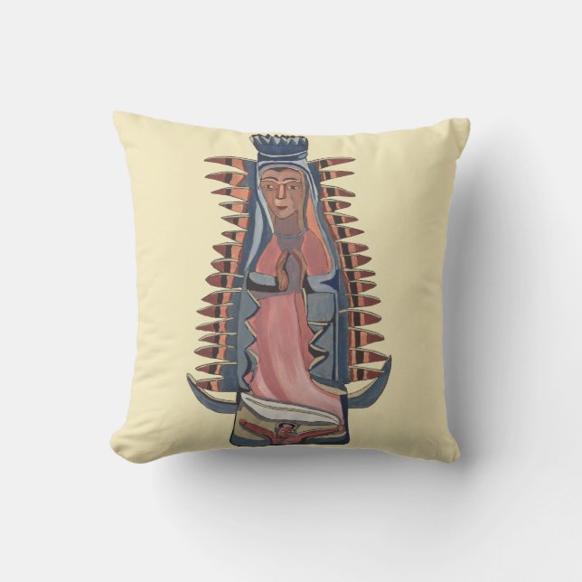Coussin Vierge Marie Notre Dame de Guadalupe peinture (Recto)