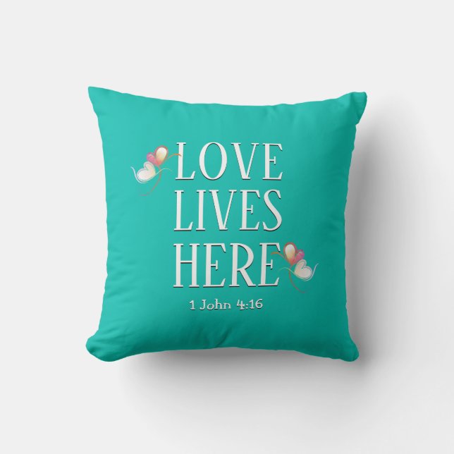 Coussin VIES D'AMOUR Modernes ICI Écriture personnalisable (Recto)