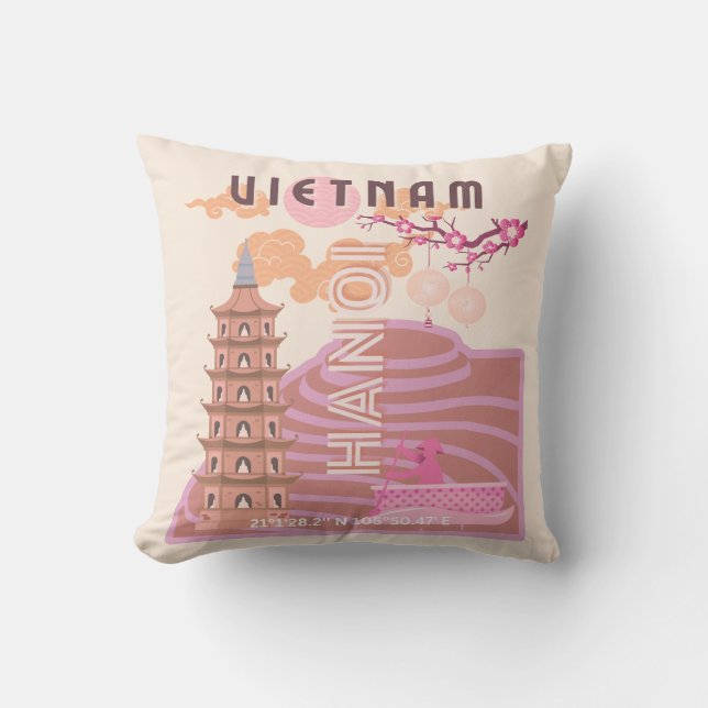 Coussin Vietnam Travel Art, Retro (Recto)