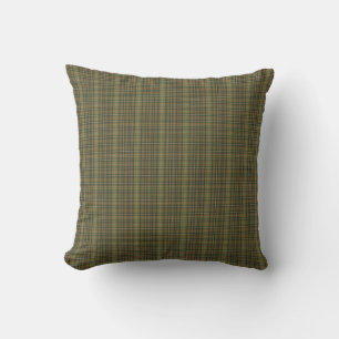 Coussin Vieux Argent Forêt Verte Rouille Orange Tartan Car