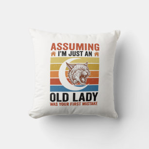 Coussin Vieux Chat Sauvage Vintage Design de T-Shirt Drôle