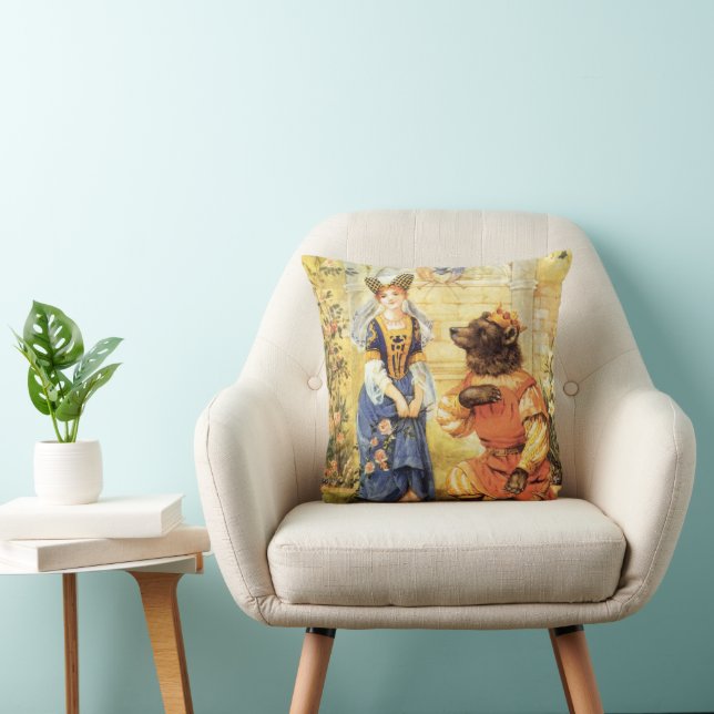Coussin Vieux Conte de Fées, La Belle et la Bête (Chaise)