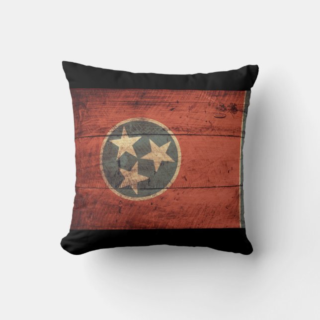 Coussin Vieux drapeau en bois du Tennessee (Recto)