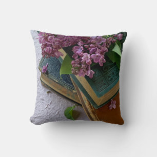 Coussin Vieux livres et lilas