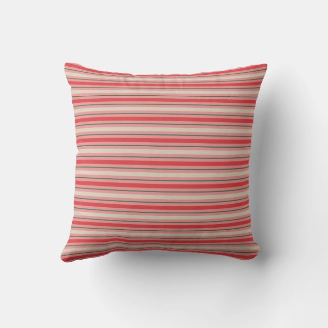 Coussin Vieux mode rétro Noël Motif rayé rose (Verso)